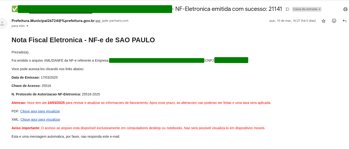 E-mail malicioso.